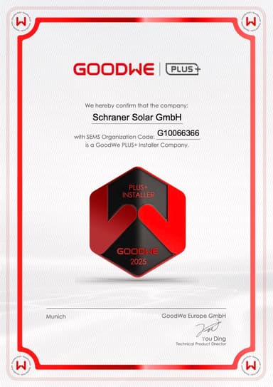 GoodWe Plus Installer Zertifikat